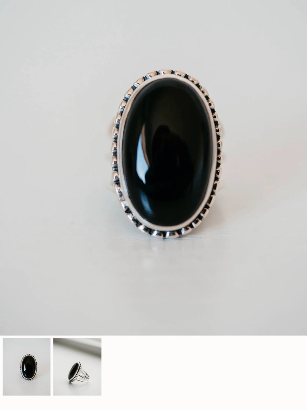 Goldie Lew Sterling Silver Black Onyx Oval Etta Ring - Size 6